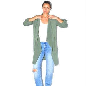 Zara army green  flowy frock coat with pockets NWT